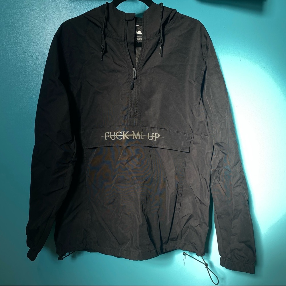 FMU Black Windbreaker Quarter Zip Hoodie